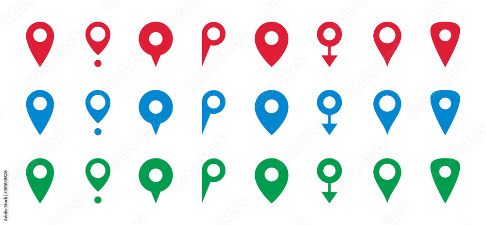 Poster map pointer icon set. map pin icons. location pin icon collection. marker for maps. navigation symbo
