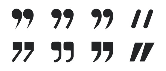 Quotes icon set. Quote mark collection. Quotation marks black. Quotation signs and citation symbols. Vector illustration.