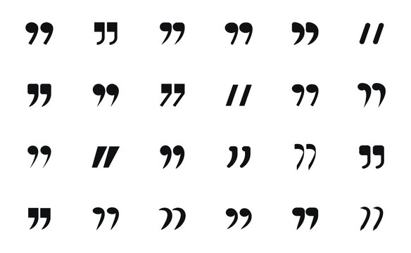 Quotes icon set. Quote mark collection. Quotation marks black. Quotation signs and citation symbols. Vector illustration.