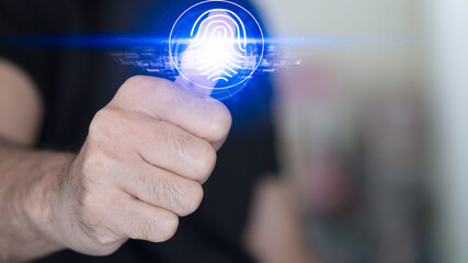 The touch screen for online transactions provides secure payment, banking, shopping, and computer networks. Cloud connection virtual screen