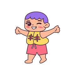 Isolated boy seal children beach vector illustration