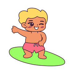 Obraz na płótnie Canvas Isolated boy surf children beach vector illustration