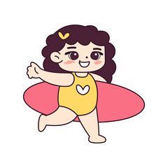 Isolated girl surf children beach vector illustration