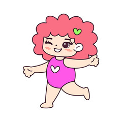 Isolated girl walk children beach vector illustration