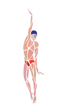Back Crawl Backstroke Swimmer Silhouette. Sport swimming