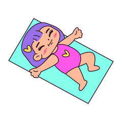 Isolated girl sun children beach vector illustration