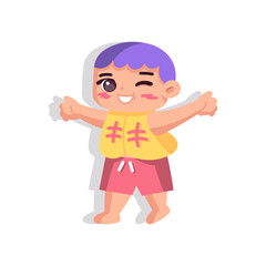 Isolated boy seal children beach vector illustration