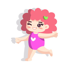 Isolated girl walk children beach vector illustration