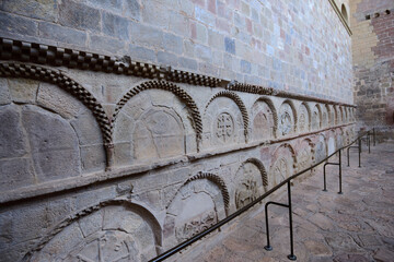 tombs of the Romanesque monastery of San Juan de la Pena, Huesca province, Aragon, Spain