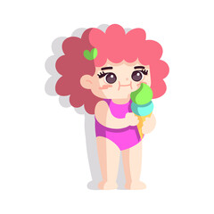 Isolated girl ice cream children beach vector illustration