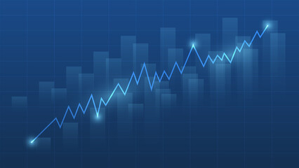 line graph with bar chart shows stock market price or financial investment profit. business management background concept