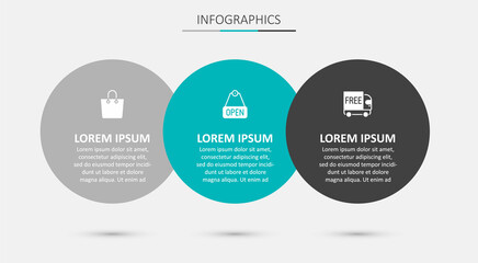 Set Hanging sign with text Open, Paper shopping bag and Free delivery service. Business infographic template. Vector
