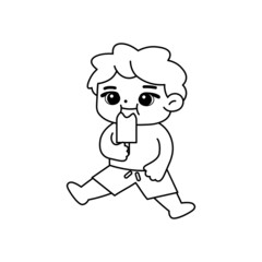Isolated boy ice cream draw children beach vector illustration