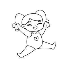 Isolated girl happy draw children beach vector illustration