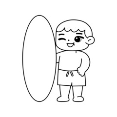 Isolated boy surf draw children beach vector illustration