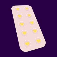 Pills in the shape of hearts pink