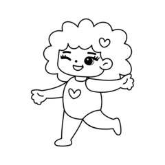 Isolated girl walk draw children beach vector illustration