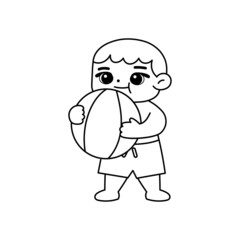 Isolated boy ball draw children beach vector illustration