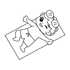 Isolated boy sun draw children beach vector illustration