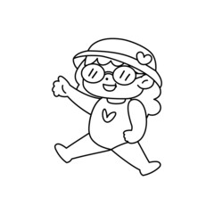 Isolated girl happy draw children beach vector illustration