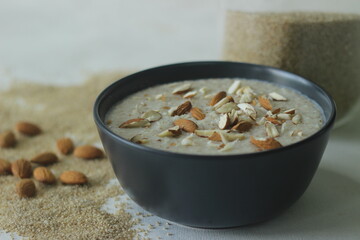Barnyard millet porridge. An easy and healthy porridge for breakfast with barnyard millet, milk and...