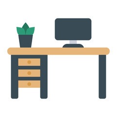 work space workspace desktop table computer office business finance icon