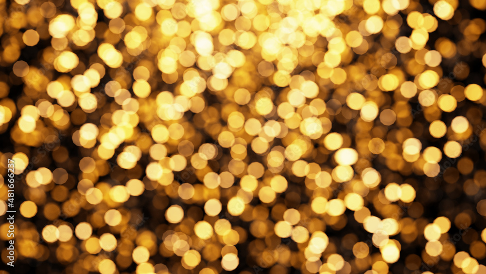 Poster realistic 3d illustration of the shining yellow light particles circular bokeh rendered as backgroun