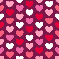 Valentine's pink hearts repeat burgundy seamless pattern