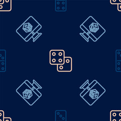 Set line Domino, Game dice and on seamless pattern. Vector