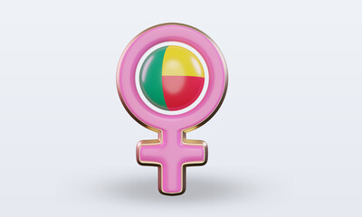 Obraz premium 3d women day symbol Benin flag rendering front view