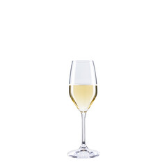 Goblet of champagne on a white background. Concept of holiday backgrounds.