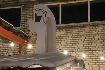 various posters and symbols at european street