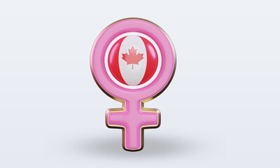 3d women day symbol Canada flag rendering front view