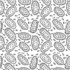 Seamless pattern with viruses. viruses icons on white background.  Doodle illustration with viruses icons