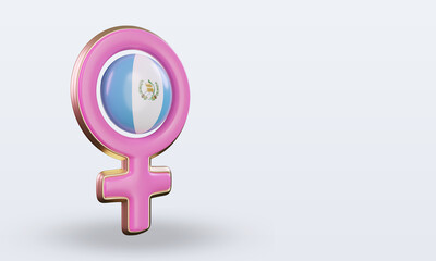 3d women day symbol Guatemala flag rendering left view