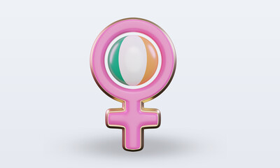 3d women day symbol Ireland flag rendering front view