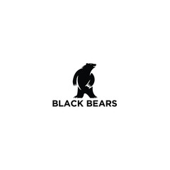 Vector illustration bearblack contour on white background
