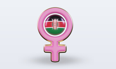 3d women day symbol Kenya flag rendering front view