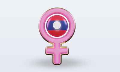 Obraz premium 3d women day symbol Laos flag rendering front view