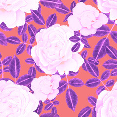 Watercolor seamless pattern with roses	