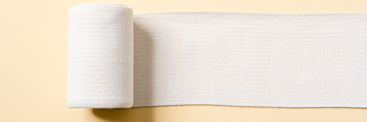 Overhead view of the unfolded bandage in the studio