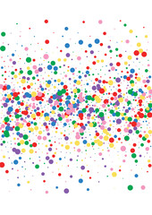 Blue Confetti Fiesta Background. Round Frame Illustration. Multicolored Random Dot. Yellow Spread Circle Texture.