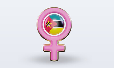 3d women day symbol Mozambique flag rendering front view