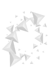 Grizzly Origami Background White Vector. Pyramid Style Banner. Gray Volume Template. Fractal Shatter. Greyscale Triangular Design.
