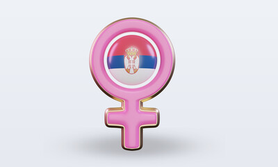 3d women day symbol Serbia flag rendering front view