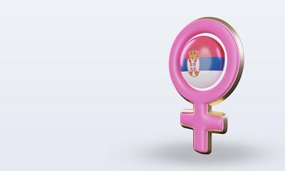 3d women day symbol Serbia flag rendering right view