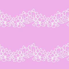 Vector seamless pattern with sakura on pink background. Spring, botanical, floral, festive hand painted print.Design for wrapping paper, textiles, fabric, wallpaper, packaging.