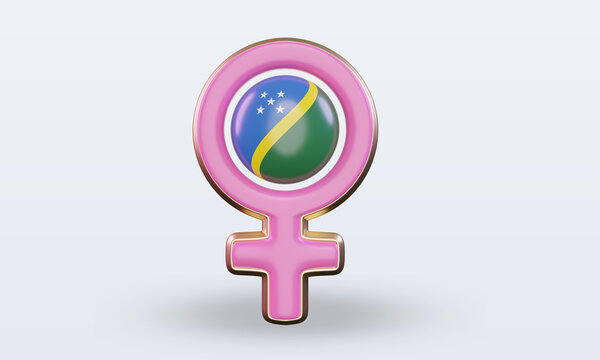 3d Women Day Symbol Solomon Islands Flag Rendering Front View