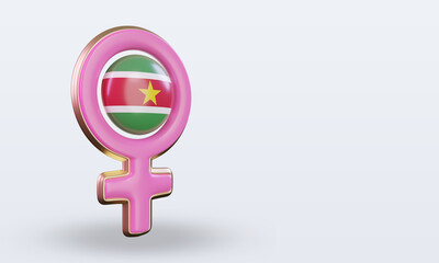 3d women day symbol Suriname flag rendering left view