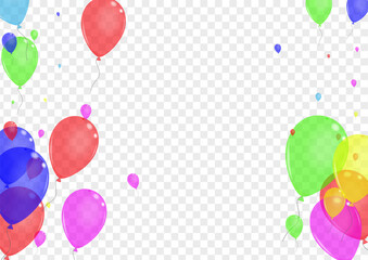 Pink Confetti Background Transparent Vector. Air Decoration Card. Bright Fest. Multicolor Balloon. Toy Fun Frame.